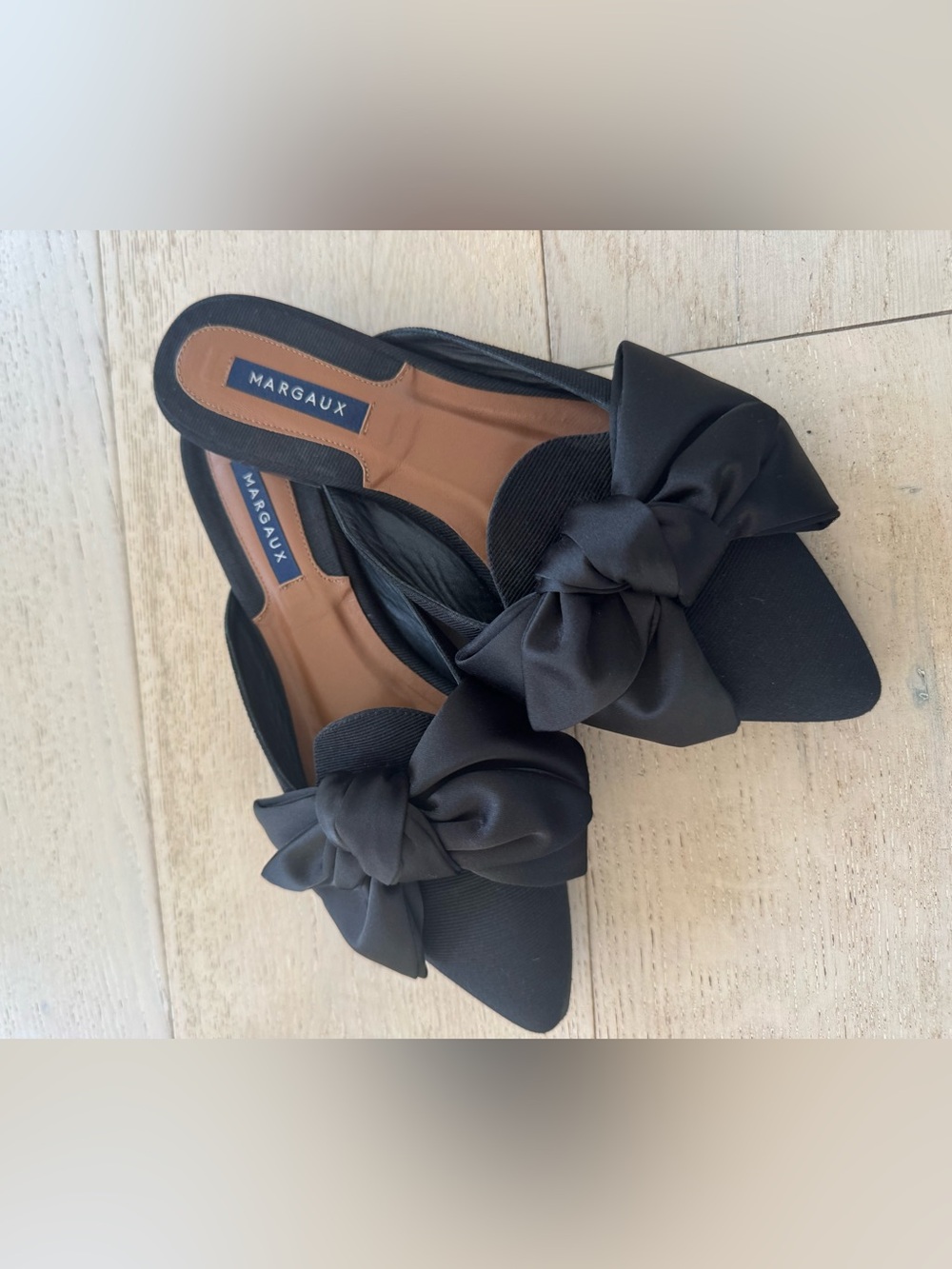 Margaux The Bow Mule, black satin ribbon, size 38.5